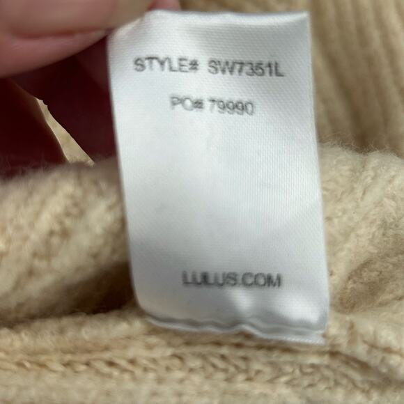 Lulu's Boat Neck / Off Shoulder Sweater, Cream, Sz S - Picture 6 of 9